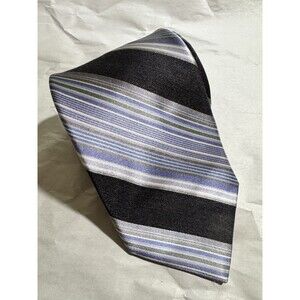 IKE BEHAR Mens Tie Purple/Black/Blue/White STRIPED Width: 3.50" Length: 60"